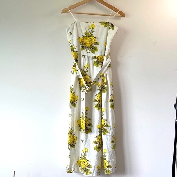 Tahari Pineapple Linen Blend Vintage Straples Midi  Dress - Picture 1 of 16